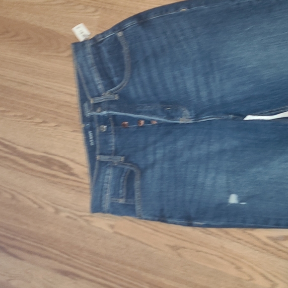 New Old Navy distressed SKI-HI STRAIGHT button fly jeans sizes 8 petit - Picture 4 of 6